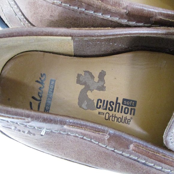 Clarks Collection Cushion Ortholite Brown Leather Loafers Slip On Dress Shoes 11 main image 7